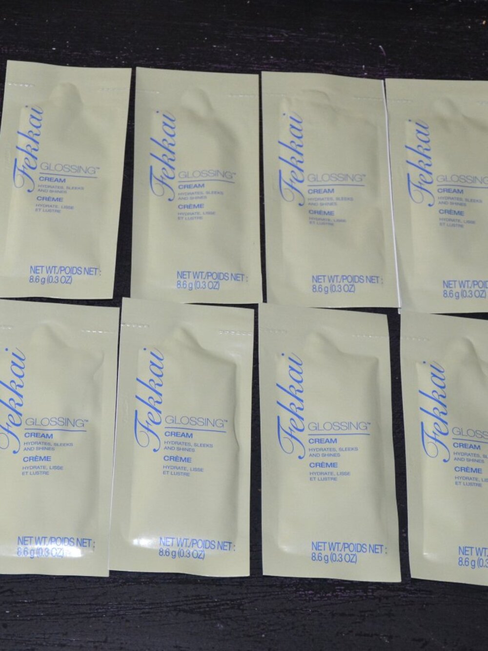 Fekkai .3 oz Glossing Cream Packets Hydrates Sleeks Shines 8 PACKETS 2.4oz